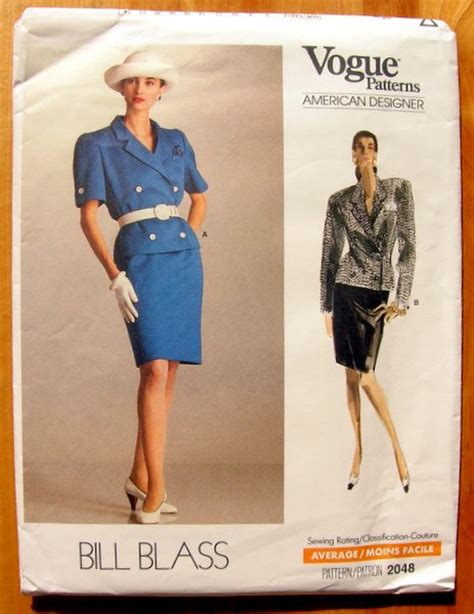 Bill Blass 80s Power Suit Vintage Vogue Sewing Pattern 2048