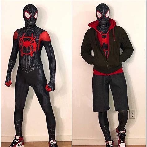 Spider Man En El Verse Niños Adulto Disfraz Miles Morales Cosplay Traje