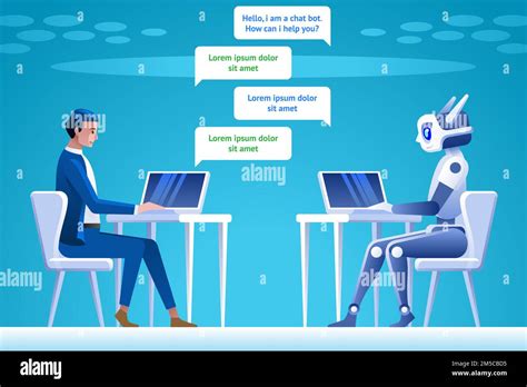 Chatbot Concept Man Chatting With Chat Vector Illustration