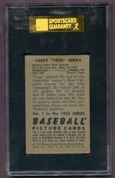 Bowman Yogi Berra Yankees Sgc Vg Kycards Ebay