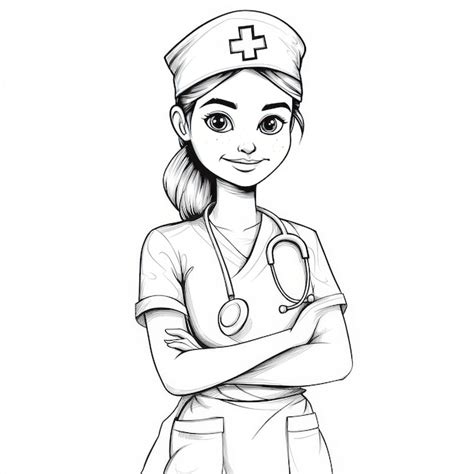 35000 Black White Nurse Drawing Pictures