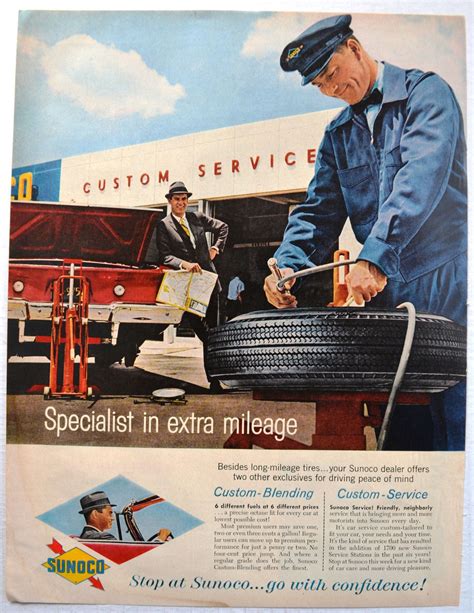 Sunoco Advertisement Service Station Old Gas Stations Tire Repair