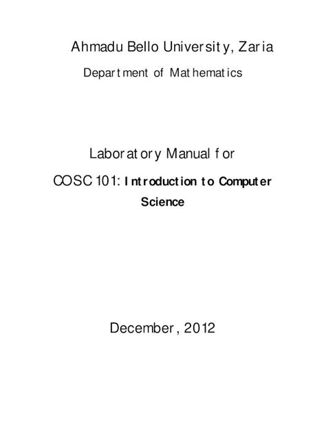 Pdf Laboratory Manual For Cosc Introduction To Computer Science