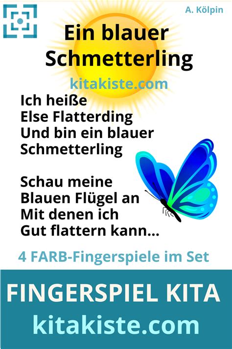 Ein Blauer Schmetterling Fingerspiel Kita Farbe Farbenlieder