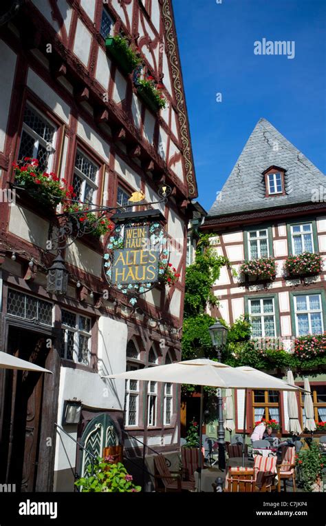 Old Altes Haus Half Timbered Historic Landmark Building In Bacharach In