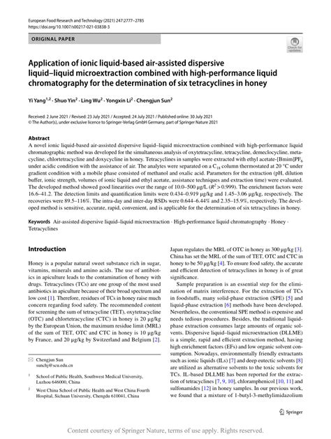 Application Of Ionic Liquid Based Air Assisted Dispersive Liquid Liquid