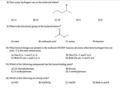 Solved How Many Hydrogens Are On The Molecule Below A 11 Chegg