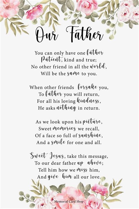 Funeral Poems for Dad/Mom, Memorial Poems, Memorial Sympathy Poems ...