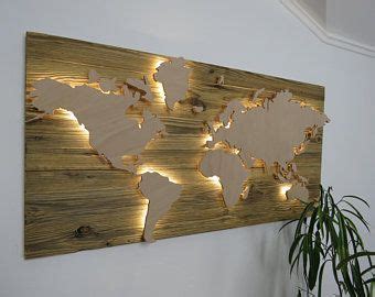 Weltkarte Aus Holz Led Beleuchtung D Effekt Etsy De Light Wall Art