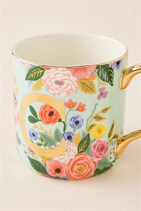 Rifle Paper Co For Anthropologie Garden Party Monogram Mug Anthropologie