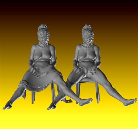 Chair Nude Female Figurine Ready For D Printing NSFW Stl Sexy STL Nude Figurine Nude