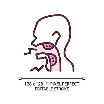 Tonsillitis Cancer Pixel Perfect Linear Icon Lineart Web Image Vector