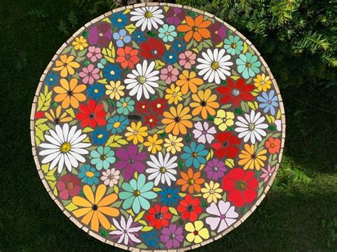 Table Round Mosaic Indoor Outdoor Patio Garden Tile And Etsy Australia