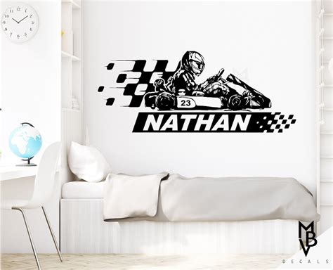 Go Kart Racing Custom Name And Kart Number Karting Wall Decal Go Kart