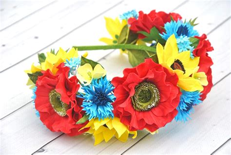 Ukrainian Headpiece Sunflower Crown Rustic Flower Crown Ukrainian