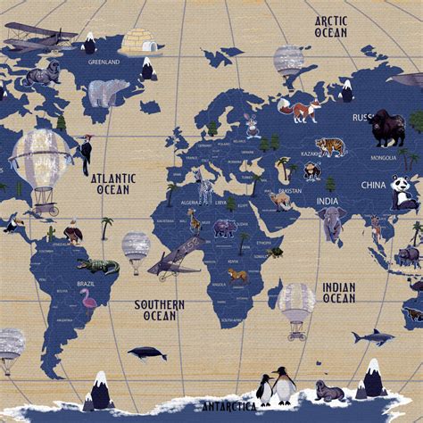 Intercontinental Animal Map Wall Art | Digital Art