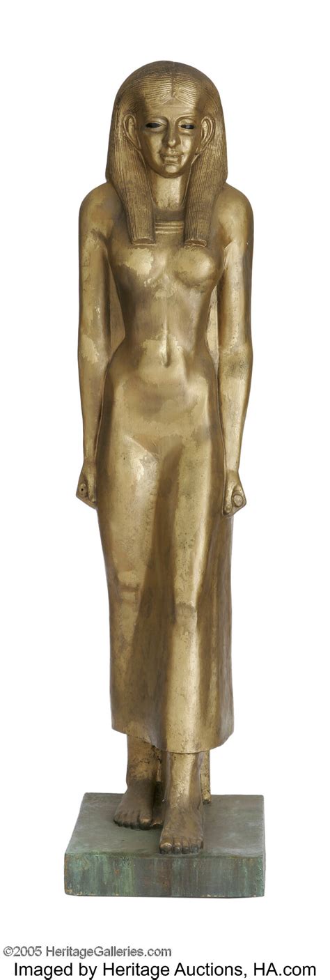 "Cleopatra" Standing Prop Statue. A gold-painted, 84" plaster | Lot ...