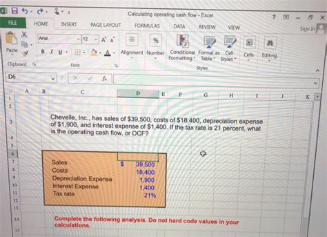 Solved Calculating Operating Cash Flow Excel File НОМЕ