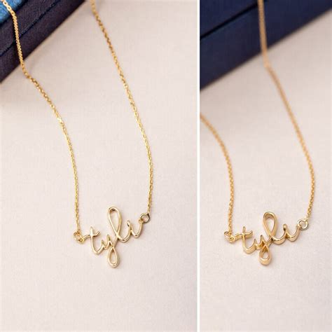 14k 18k Solid Gold Handwriting Name Necklace Dainty Script Etsy