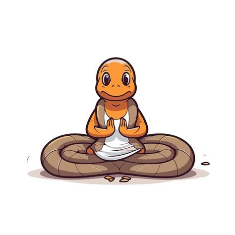 Una Linda Tortuga De Dibujos Animados Meditando En La Posici N Del Loto