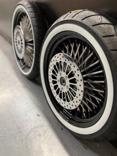 FLSTN Black Wheels DNA Mammoth 52 Spoke Wheels 21x3.5/18x4.25 HD Softa ...