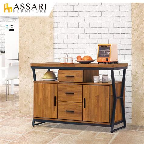 Assari 工業風木心板4尺餐櫃寬120x深40x高82cm Pchome 24h購物