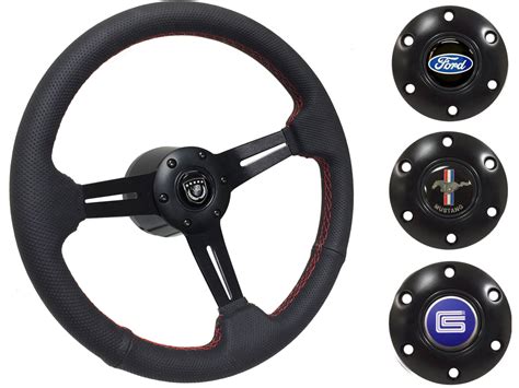 1965 67 Ford Mustang Steering Wheel Kit Perforated Black Leather Vsw Steering Wheels