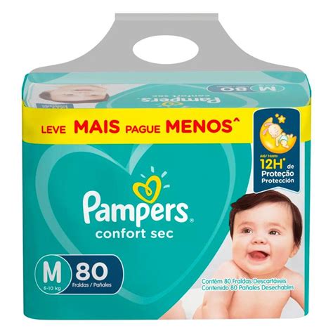 Fraldas Pampers Confort Sec M Com 80 Em Promoção No Mamãe Pechincha