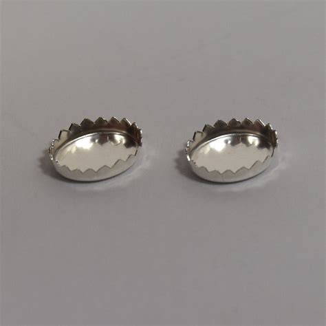 14mm X 10mm Sterling Silver Serrated Edge Oval Bezel Cups Choose Your