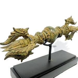 Vajra Dorje 7 9 Thunderbolt Bronze Brass Statue Bajra Etsy