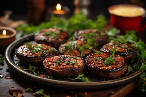 Premium Photo BBQ Grilled Portobello Mushroom Appetizer