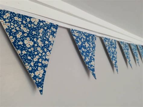 Blue Dainty Floral Fabric Bunting Etsy Uk