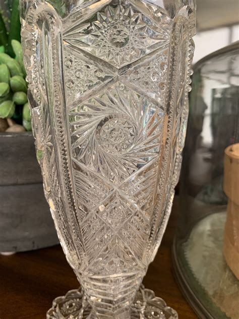 Vintage Pressed Glass Vase Etsy