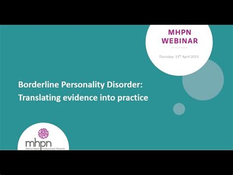 Borderline Personality Disorder Translating Evidence Into Practice