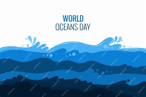 Free Vector World Ocean Day Celebration On Sea Ocean Wave Background