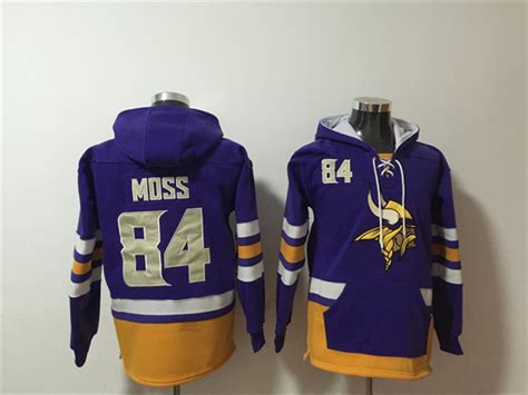 Men S Minnesota Vikings 84 Randy Moss Purple Ageless Must Have Lace Up Pullover Hoodie On Sale