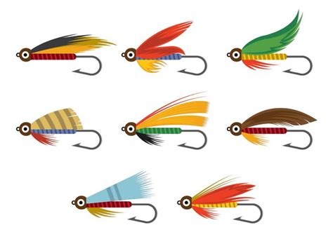 Vector Of Fly Fishing Lures Hook Vector Art At Vecteezy