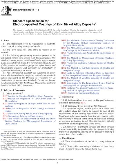 ASTM B841 18 Standard Specification For Electrodeposited Coatings Of