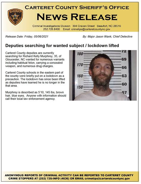 ***UPDATE #3*** 5:00 PM... - Carteret County Sheriff's Office