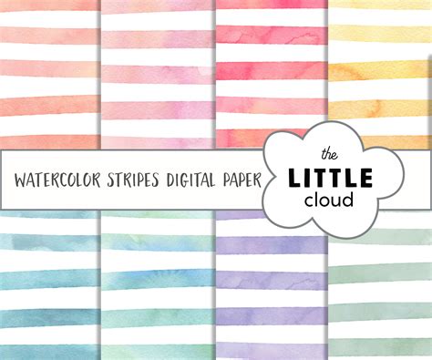 Watercolor Stripes Digital Paper Watercolor Textures Etsy