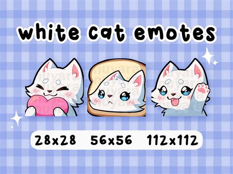 Süßes Weißes Katzen Emote Pack Twitchdiscord Emote P2u Etsy