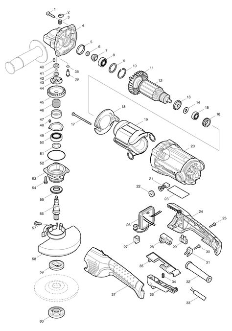 Makita GA5021C Cprded 125mm Angle Grinder 110v & 240v Spare Parts ...
