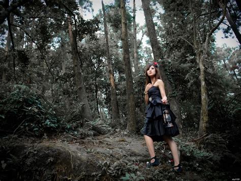 Hot Asian Girl Black Dress Dark Forest Art Huge Print Poster TXHOME D4264 In Wall Stickers From