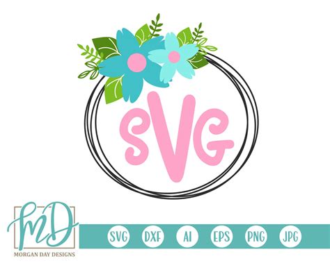 Floral Monogram Svg Floral Wreath Svg Monogram Svg Monogram Etsy