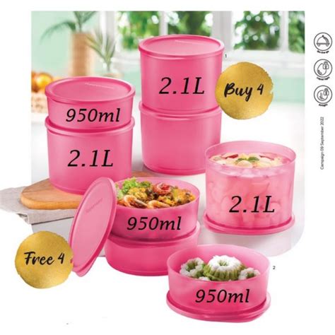 Tupperware Summer Fresh Round Medium And Small 8pcs Shopee Malaysia