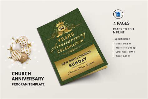 Church Anniversary Program Brochure Template Brochures