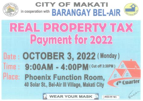 Real Property Tax Payment for 2022 – Barangay Bel-Air