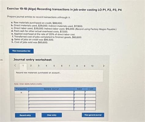 Solved Exercise 19 18 Algo Recording Transactions In Job