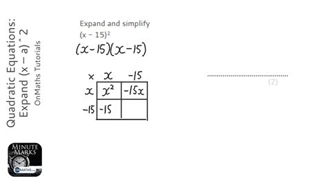 Quadratic Equations: Expand (x – a)^2 (Grade 4) - OnMaths GCSE Maths ... 