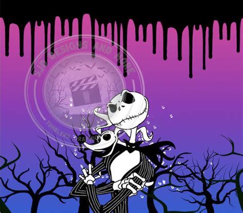 Jack Skellington And Zero Tumbler Wrap Sublimation Oz Skinny